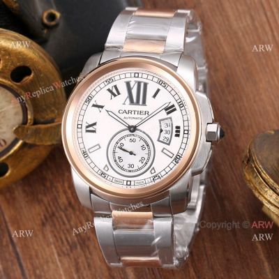 High Quality Replica Cartier Calibre de 2 Tone Rose Gold Watches